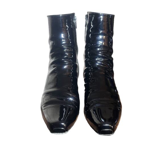 Stuart Weitzman Black Patent Wedge Heel Boots - Size 8.5 - Picture 3 of 13
